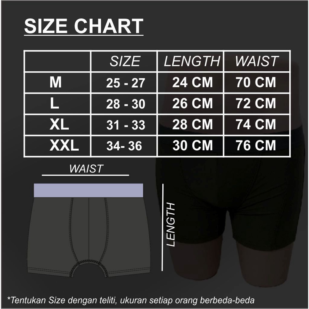 Celana Dalam Pria Boxer Underwear (Paket Isi 12)