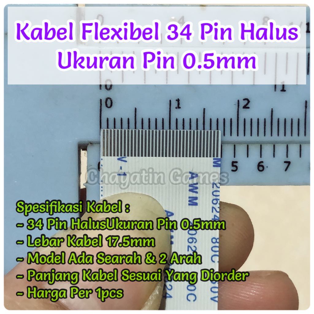 Kabel Flexibel 34 Pin Halus Model &amp; Panjang Varian Ukuran Pin 0.5mm