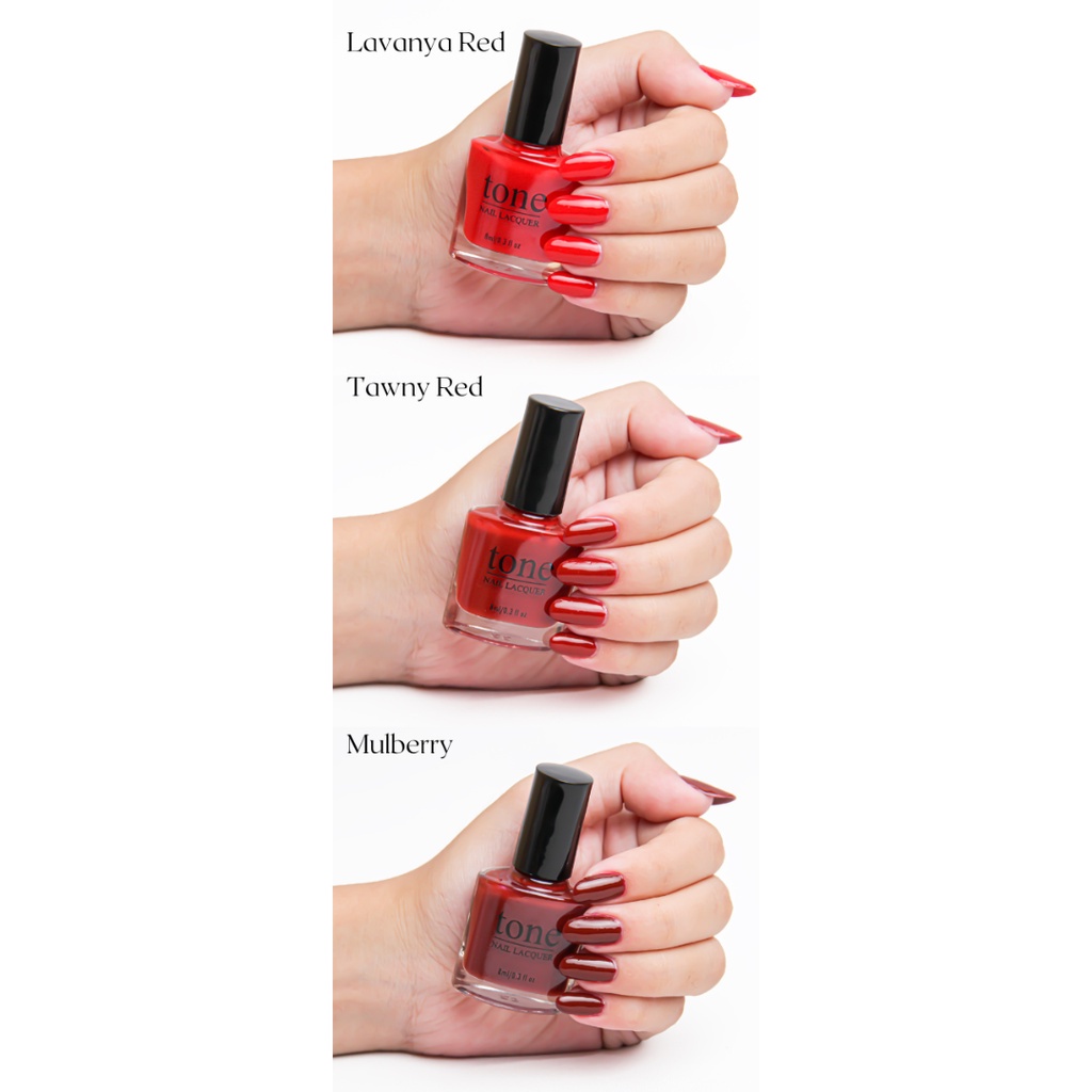Kutek TONE Red Series Nail Polish BPOM Seri Warna Merah High Quality