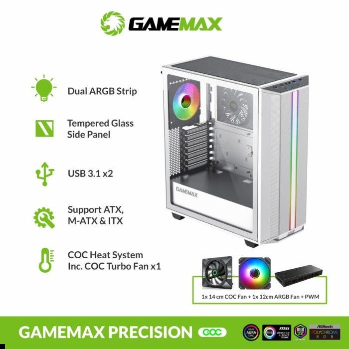 Casing Komputer Gamemax Precision E-ATX Mid Tower Gaming Case