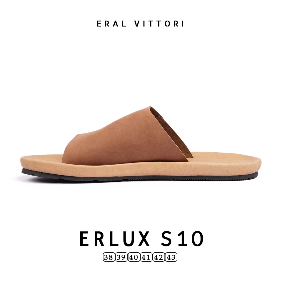 Eral Vittori - Erlux S10 Sandal Pria Kulit Santai Harian Tan