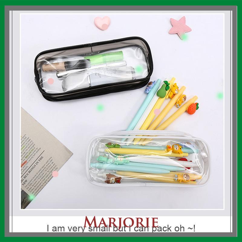 Decompression Primary Middle School Students Competition Rotating Pen Can Write Student Rotating PenTransparent PVC Student Stationery Zipper Pen Bag Travel Portable Toiletry Makeup Storage Bag-MJD