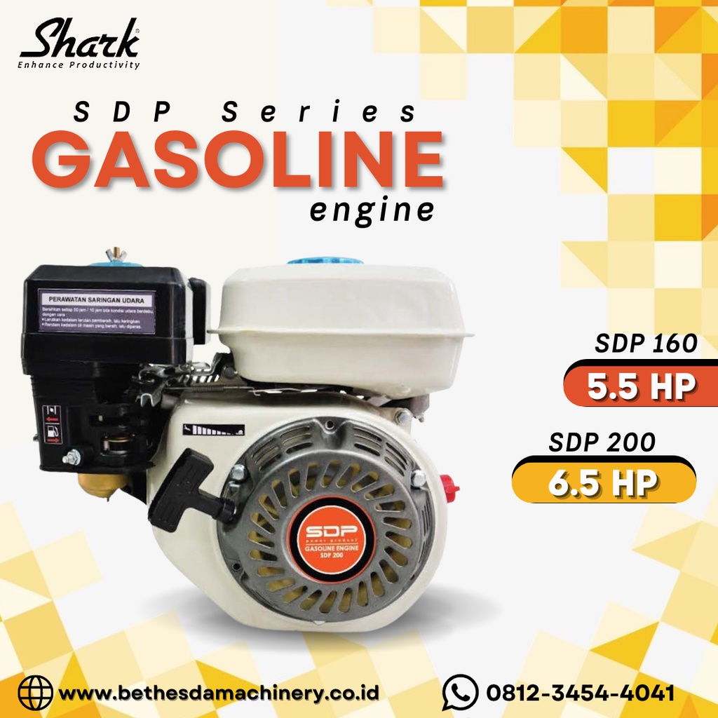 mesin penggerak 5.5 Pk gasoline engine SDP Shark 6.5hp