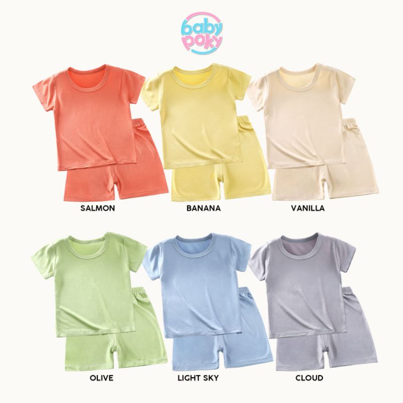 Setelan Pendek Polos Katun Premium Anak 1-3 Tahun Perempuan Laki-laki Import Piyama