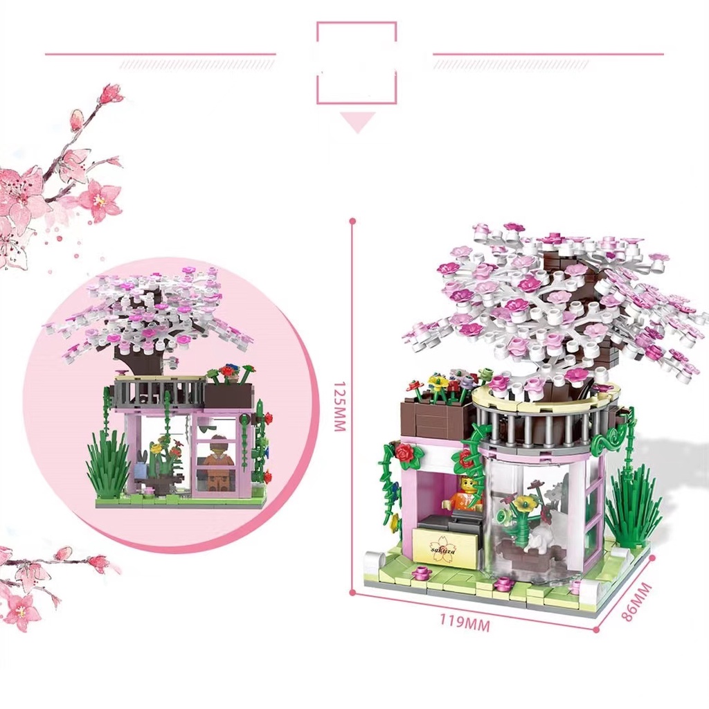 Buket Bunga Mawar Cherry Blossom Model Balok Bangunan Untuk Hari Valentine