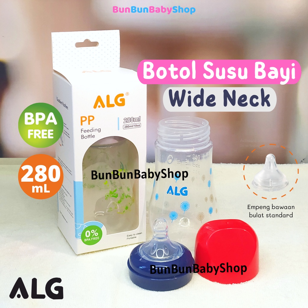 ALG Botol Susu Wide Neck 280ml Bottle BPA FREE Dot Murah Peralatan Makan Baru Lahir Perlengkapan Asi