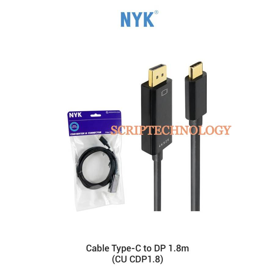 Kabel Type C to Displayport 1.8m 4k NYK Gold Plate Cable