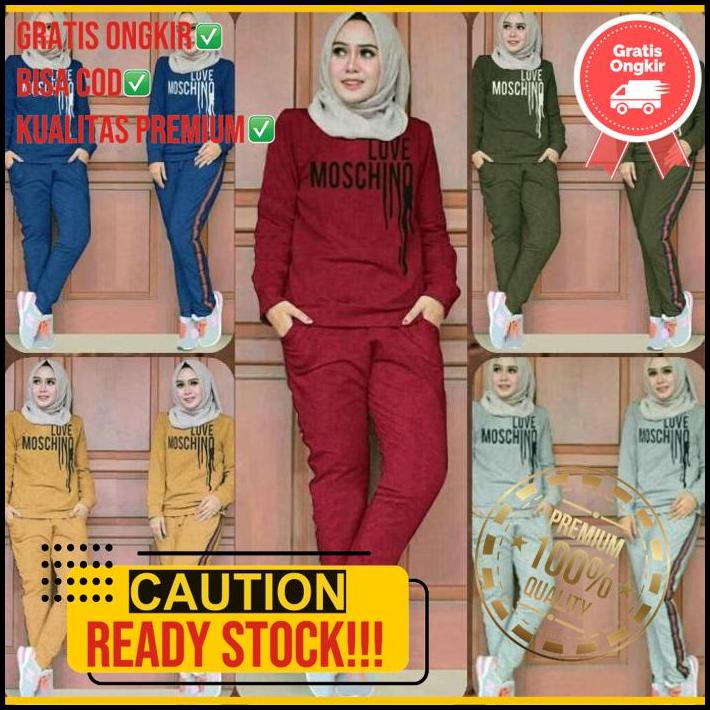 Setelan Baju Olahraga Wanita Cewek Perempuan Muslimah -Celana Training