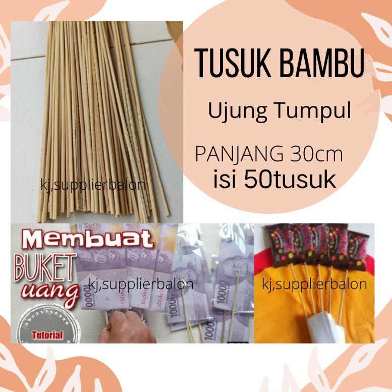 TERBAIK Tusuk Bambu isi 50 tusuk , bahan buket bunga, Tusuk Sate Panjang 30 cm ✦ 865