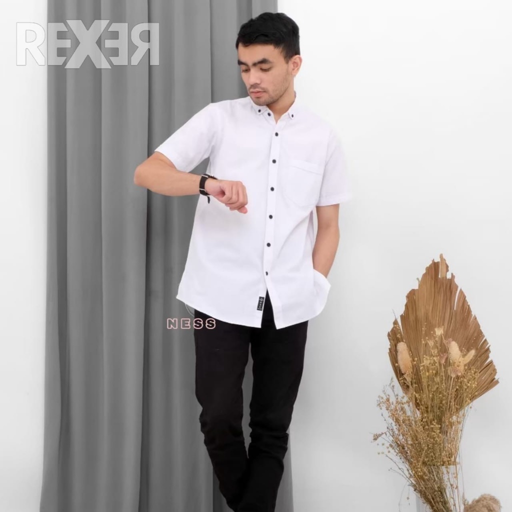 Kemeja Pendek Pria Bahan Baby Canvas Premium Ness Wardrobe