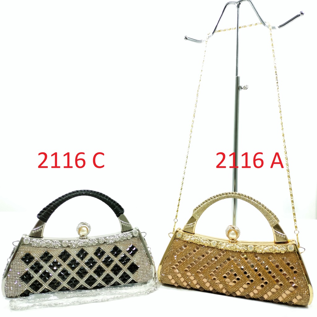 Tas Pesta Farnell Wanita Diamond Clutch Kondangan Glitter Permata Rhinestones Bisa Selempang 2611