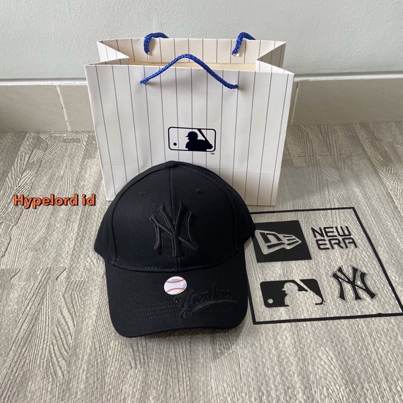 Topi Ny mlb cap Full Black Yankes Font