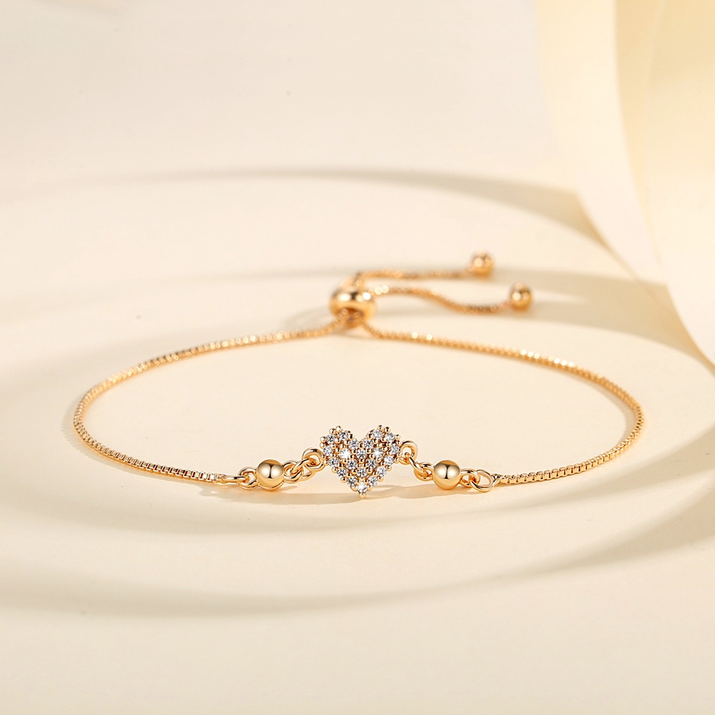 Y733 【Barang spot】Mewah Gelang Titanium Cinta Anti Karat Fashion Berlian Gelang Aksesoris