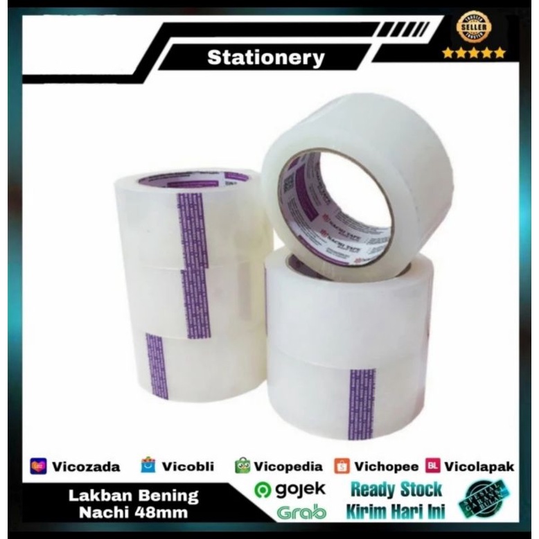 

Lakban Isolasi Bening Solasi Transparan 4.8 cm 48 mm 2 inch 2" Besar