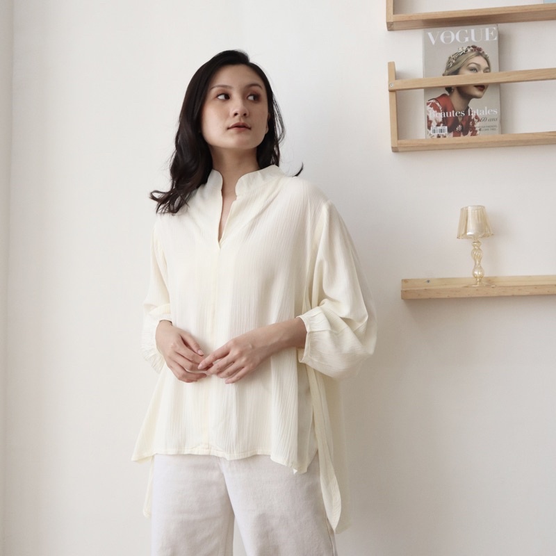 Atasan Wanita Blouse Crinkle Premium Terbaru - Outfit Wanita Kekinian Blouse Korean Style Baju Kemej