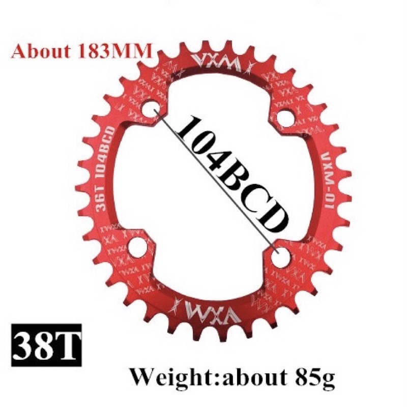 Chainring Sepeda VXM Round 104 BCD 38T Aliminium Alloy CNC 7075