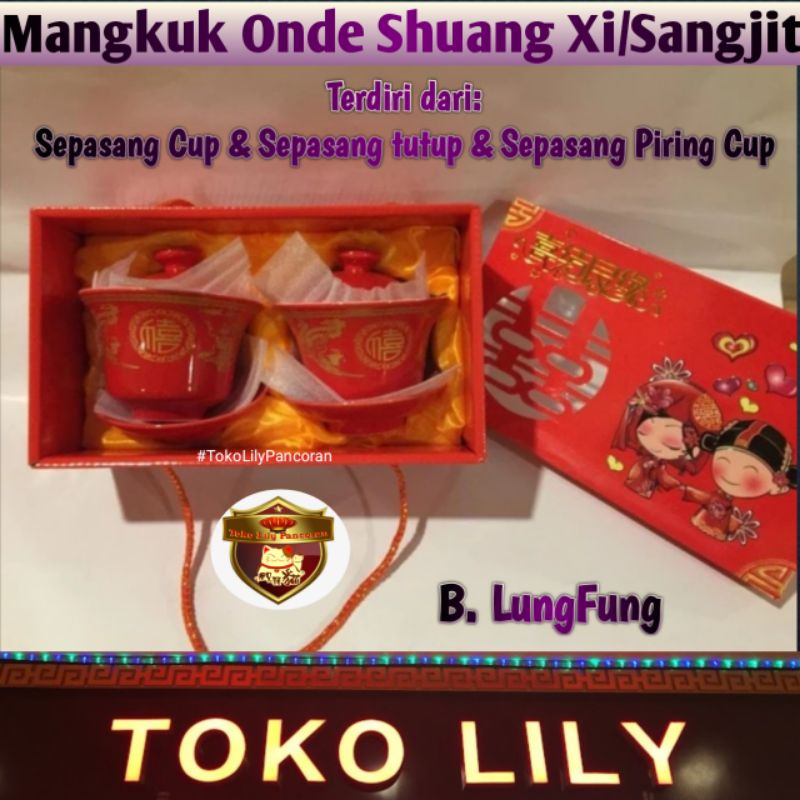 Mangkuk Onde Sangjit Shuang Xi / Mangkok Onde Lamaran Pernikahan / Wedding Couple Tea Cup