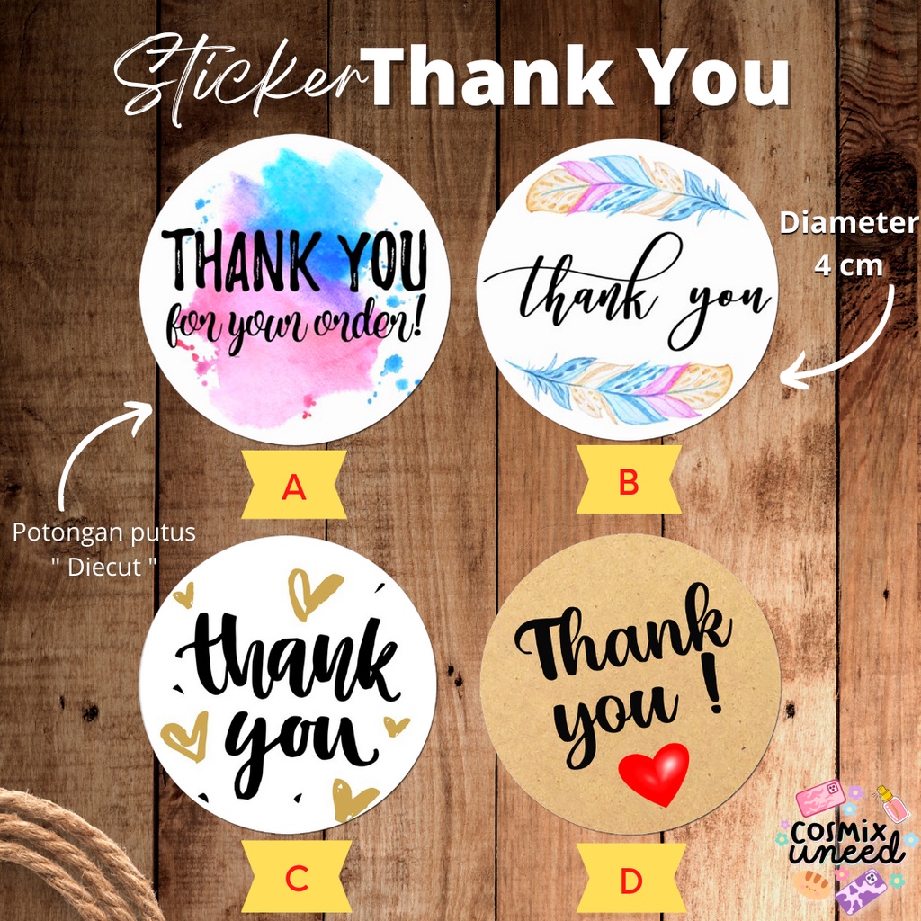 

stiker bulat THANK YOU ukuran 4cm label sticker olshop isi 30pcs