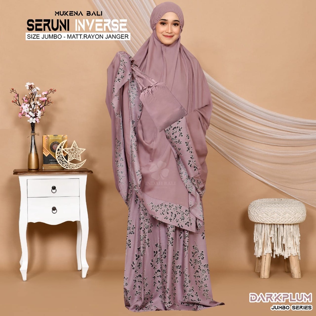 Mukena Bali seruni Jumbo-darkplum invers jumb