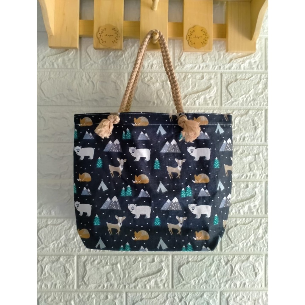 HandBag Kanvas KECIL / Tas Mukena / Totebag Tali Sumbu Kain kanvas