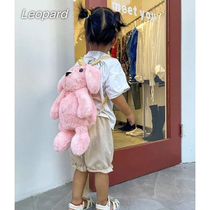 Tas Ransel DOGGY CILUKBA Bulu Soft Fluffy Halus Lembut Boneka Anjing Gemoy Lucu Gemes Kiyowok Maksimal