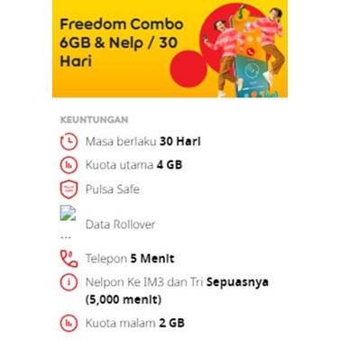 KUOTA INTERNET COMBO FREEDOM INDOSAT TERMURAH