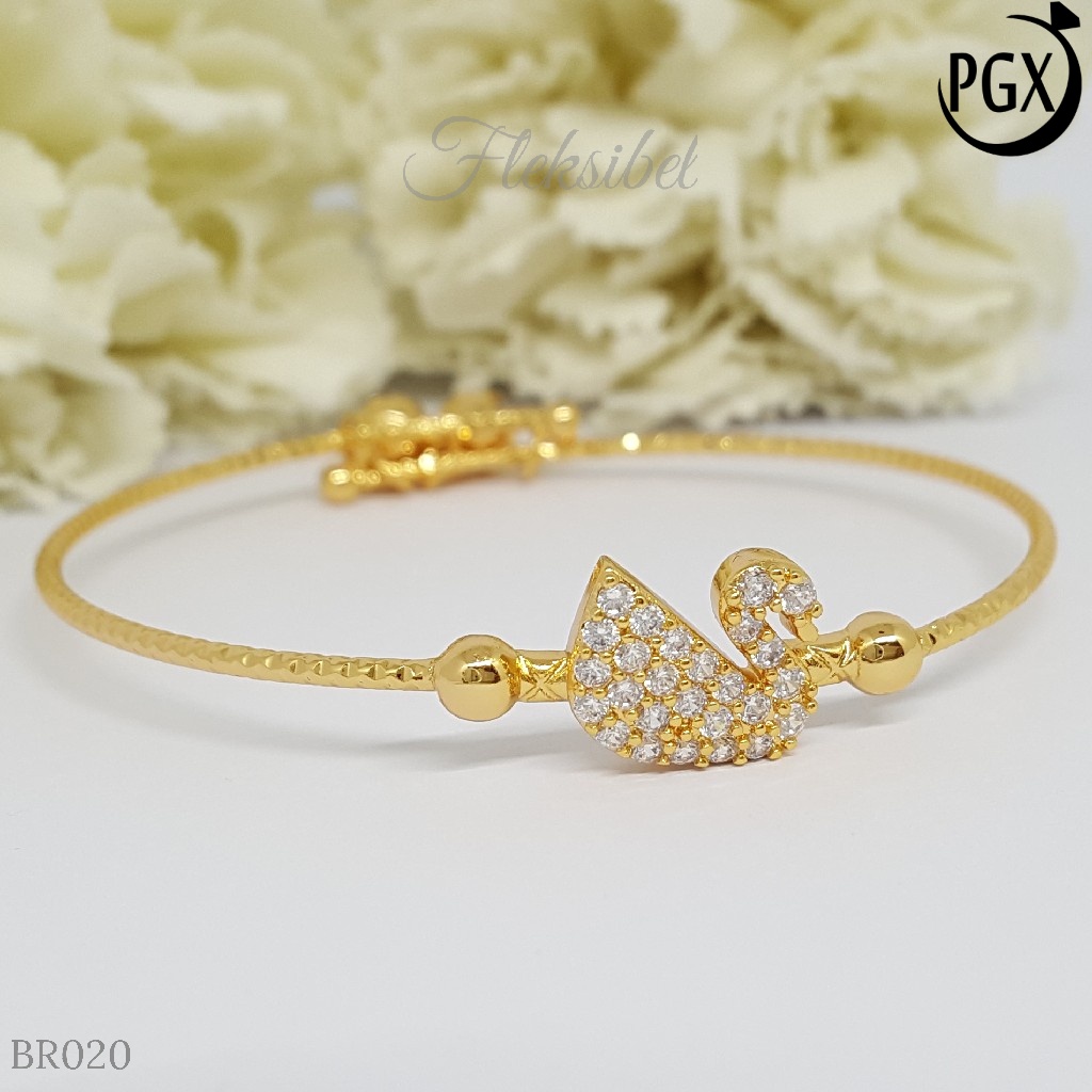 PGX Gelang Bangle Fleksibel Perhiasan Xuping Lapis Emas - BR020