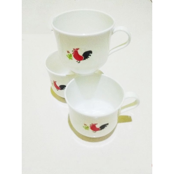 3 Pcs Cangkir Kopi/Gelas Kopi Cap Ayam Jago/Gelas Plastik/Gelas Minum