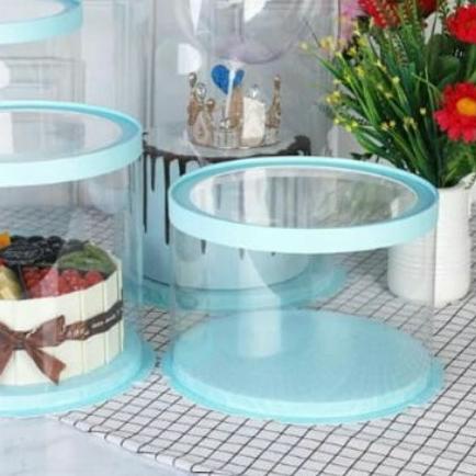 

Cake Box Bulat Dus Kue Kotak Kue Transparant Mika PET 22x22 cm