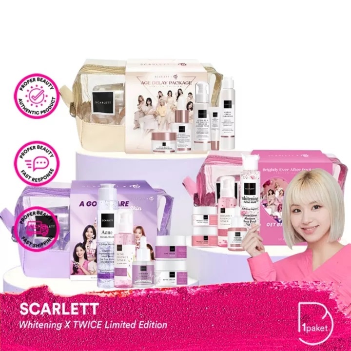 SCARLETT WHITENING Limited Edition PAKET TWICE ( Kemasan Free BOX & Kemasan Free POUCH )