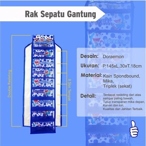 Rak Sepatu Gantung Karakter 9 Tingkat Resleting - Karakter Random-Vegasus Store (COD)