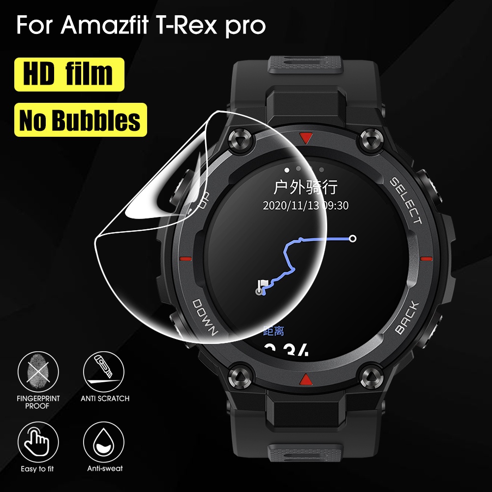 Film Pelindung Layar Hydrogel Full Cover Anti Gores / Sidik Jari Untuk Smartwatch Amazfit T-Rex Pro