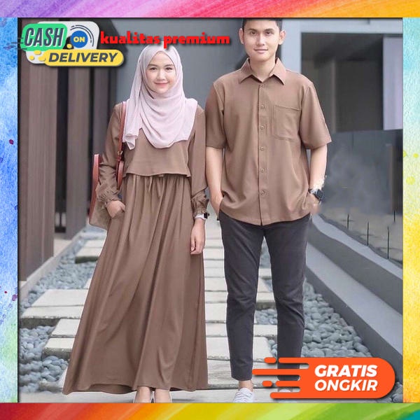 Setelan Pasangan Gamis Kemeja Terbaru Kopel Dres Kondangan Premium Baju Couple Kondangan Kekinian Se