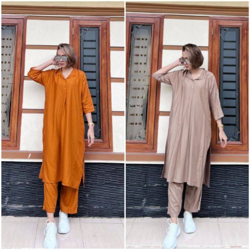 BISA COD AZKIYAHIJAB29 SET TUNIK POLOS ONESET DUBAI ONE SET ARAB SETELAN RAYON JUMBO SETCEL KULOT SE