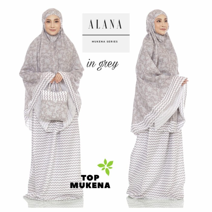 PROMO BISA COD MUKENA DEWASA Mukena Katun Rayon Bali Dewasa Alana - Grey TERLARIS MURAH PREMIUM KATU
