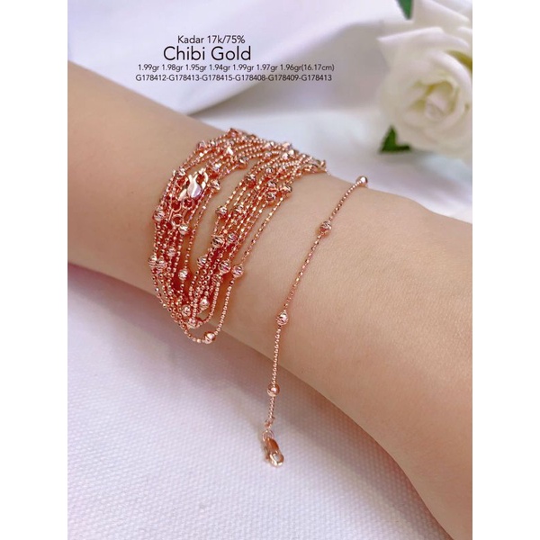 gelang tangan emas jedar emas 750 kadar 17k - CHIBI gold
