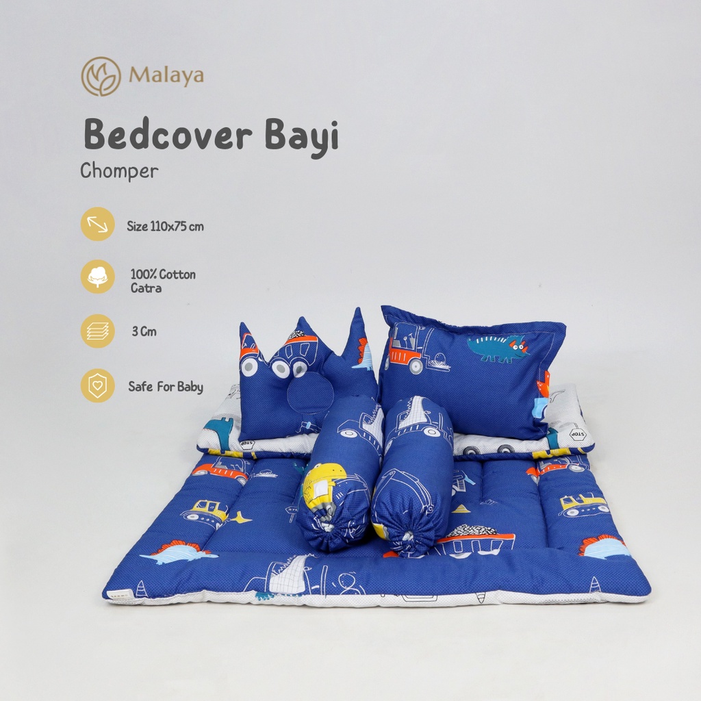 MALAYA BABY -Bedcover bayi set 2 bantal 2 guling | Katun Catra