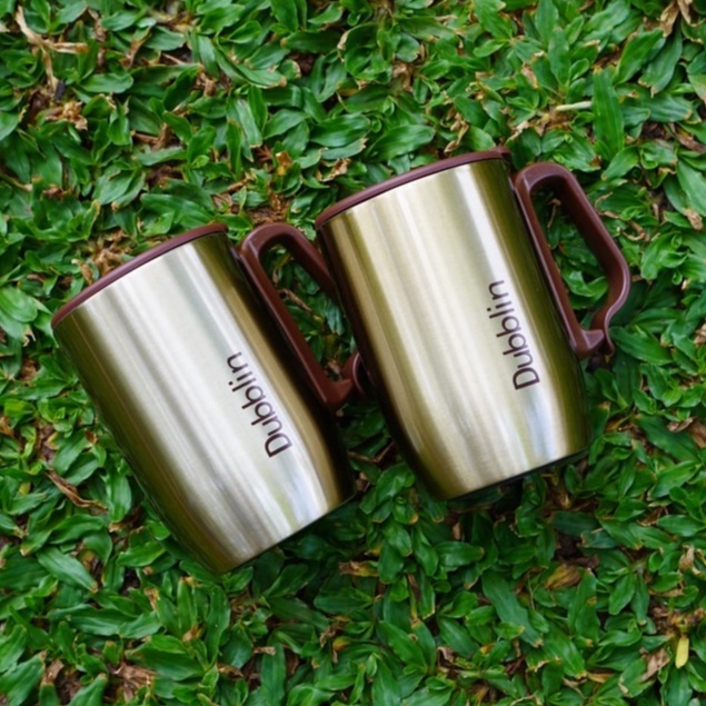 KUP - COD MURAH 2 PCS GELAS MUG DUBBLIN REFRESH HANDLE GRIP STAINLESS STEEL 350ML