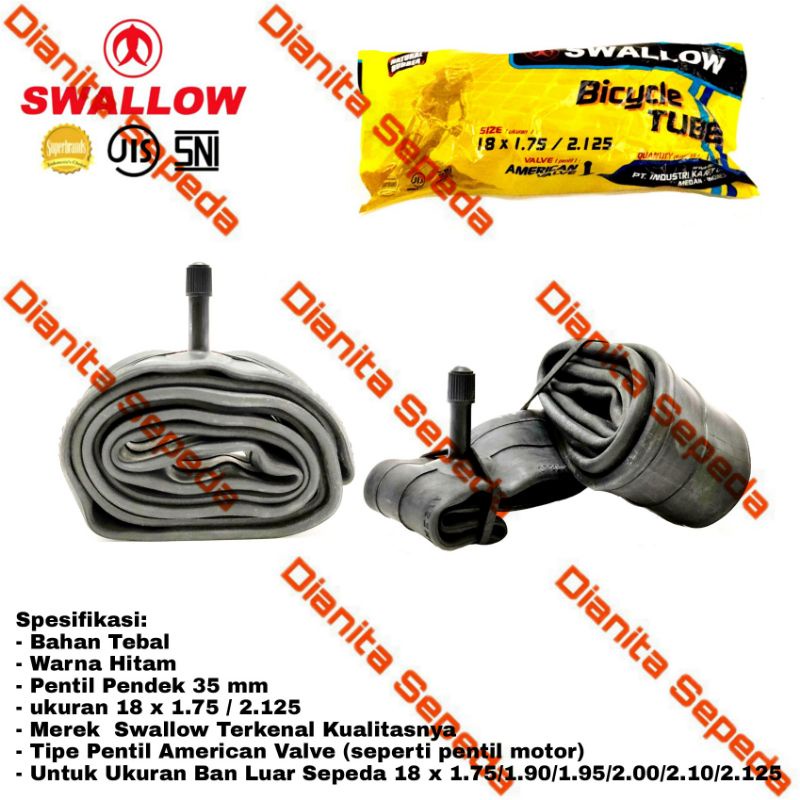 ban dalam sepeda anak 18 x 1.75 / 2.125 swallow