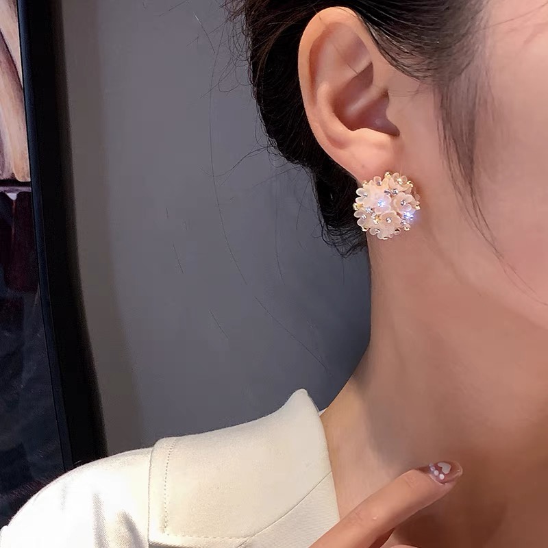 Anting Stud Hias Mutiara Berlian Imitasi Warna Hitam Gaya Korea Vintage