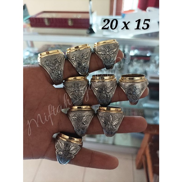 Ring emban monel ukir handmade 20x15