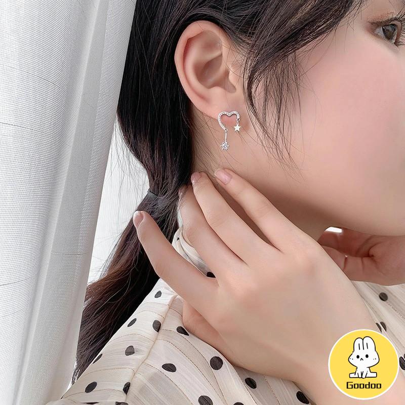 925 Silver Stud Earrings Indah Cinta Fringe Girl Stars Anting Desain Kecil Berkualitas Tinggi -Doo