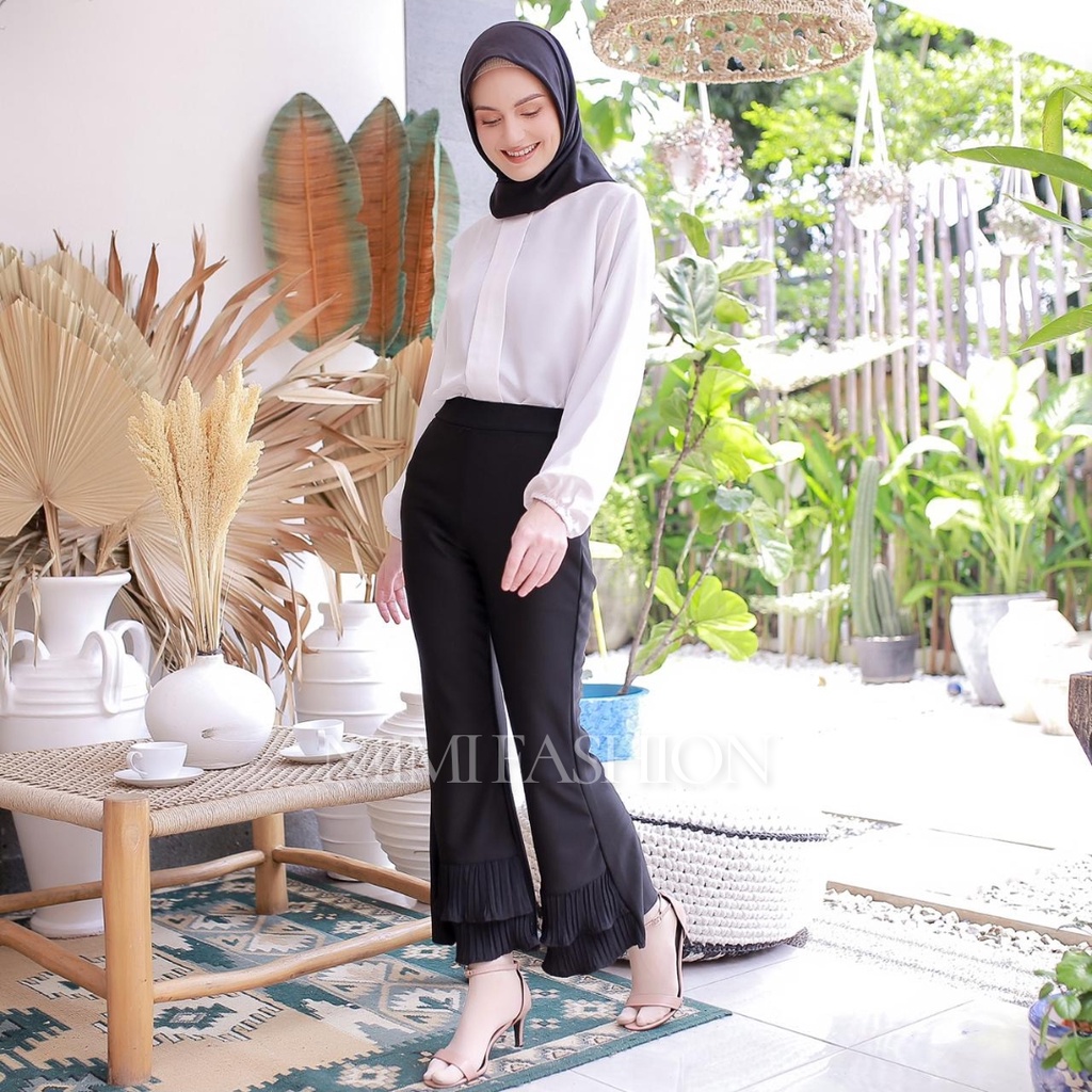 NIMI - Scuba Pants Celana Premium Scuba Import / Celana Cutbray Office Pants Import / Bawahan High Waist Cutbray wanita