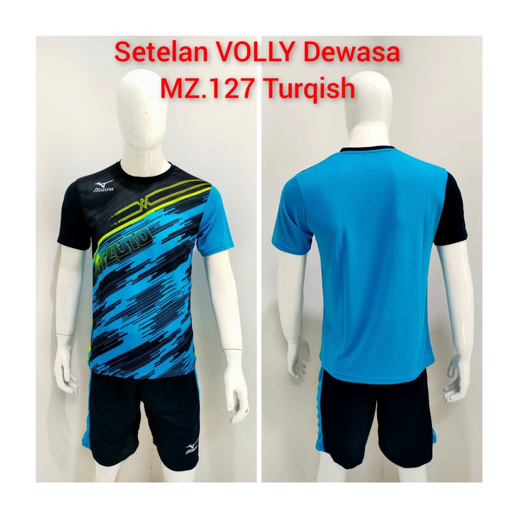 Baju voli pria jersey bola volly kaos celana setelan wanita dewasa t-shirt outfit seragam jarsey kostum olahraga pakaian print custom apparel sport jersy volley ball casual jersi suit MZ127 turqis