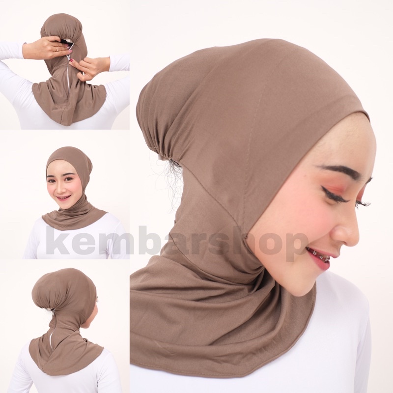 Ciput Ninja Premium Resleting Jersey Daleman Hijab Antem Polos Tanpa Cepol Inner Terbaru