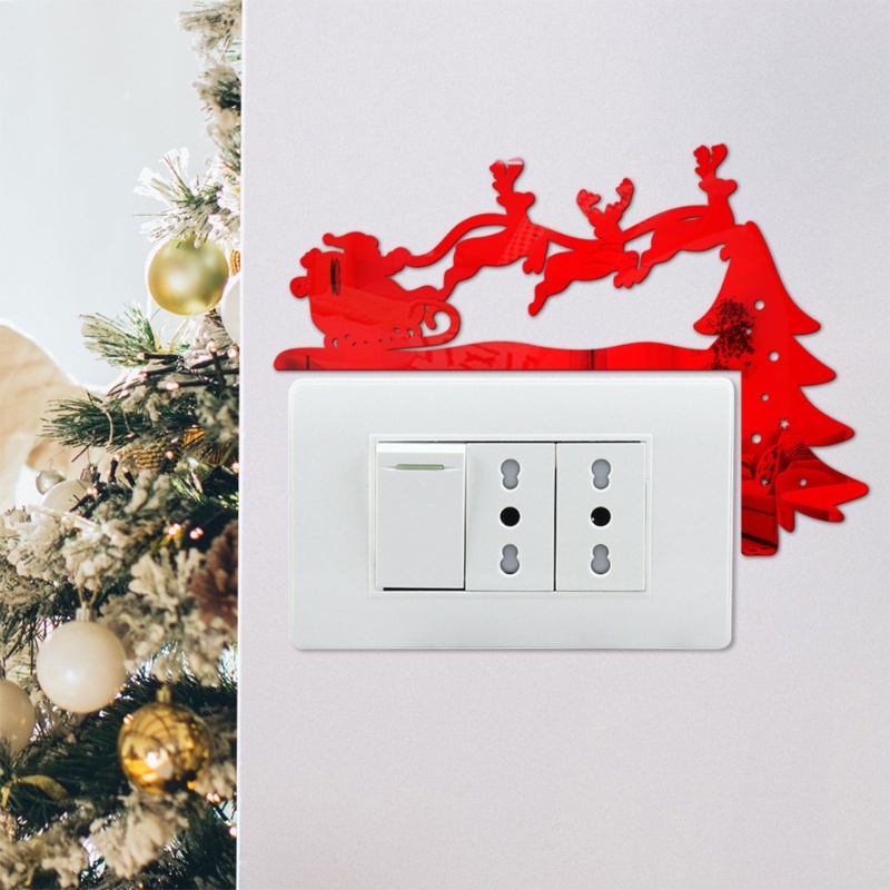 Zzz 4pcs / set Stiker Saklar Lampu Motif Santa Claus 3D Untuk Dekorasi Natal