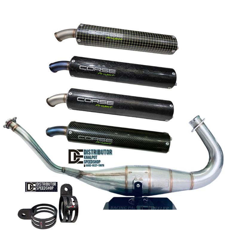 Fullset knalpot Racing Perut Leher Stainles Press Aitech AI-tech  Plus silincer Corse Project Carbon