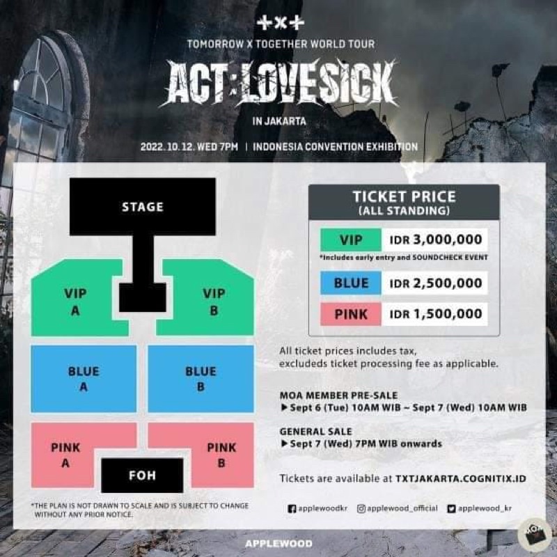 Tiket Konser tomorrow x together (txt) worldtour act lovesick in jakarta seat Blue A