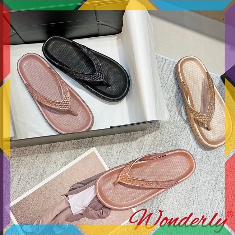 L1921A11 Sandal Anti Slip Karet Jelly Wanita Wonderly Sendal Jepit Gunung Import Premium Glanzton