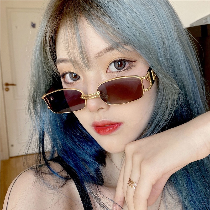 (YUZHU) Vintage Mode Bingkai Logam Kerawang Kacamata Hitam Punk Fashion Hip Hop Sunglasses